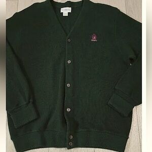 Izod Vintage Men's (Medium) Dark Green Eclectic Grandpa Preppy Cardigan Sweater